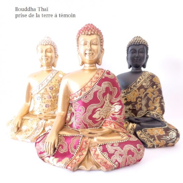 statue bouddha thaï méditation prise de la terre à témoin 3 couleurs