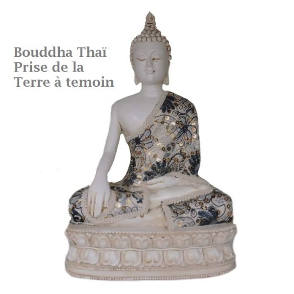 statue-bouddha-thai-prise-terre-témoin-blanc-ivoire-tissu