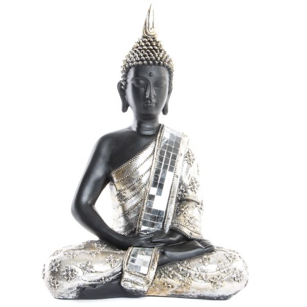 statue-bouddha-argent-noire-mosaique